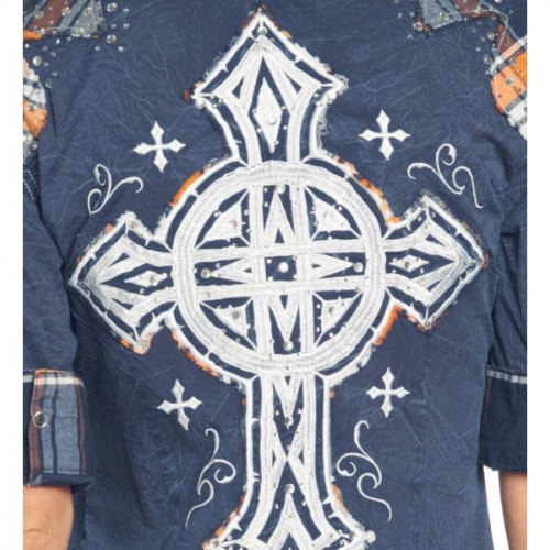 Женская рубашка Affliction Riding Wheels Woven Blue фото
